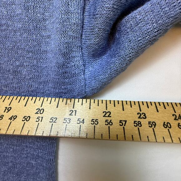 Soft Surroundings Valentina Blue Zip Front Sweater Slub Knit Gold Accent Sz S - Picture 6 of 7